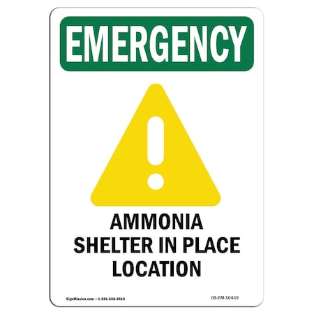 Signmission OSHA EMERGENCY, 18" Height, Rigid Plastic, 18" W, 18" H, Portrait, OS-EM-P-1218-V-10439 OS-EM-P-1218-V-10439